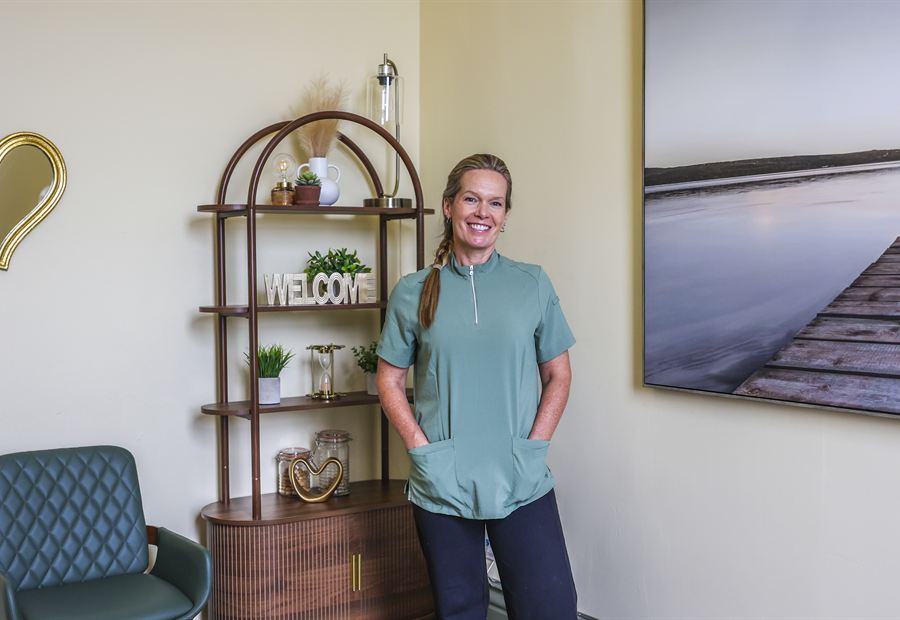 Amanda in the treatment room at Amanda House Osteopathy in St. Thomas